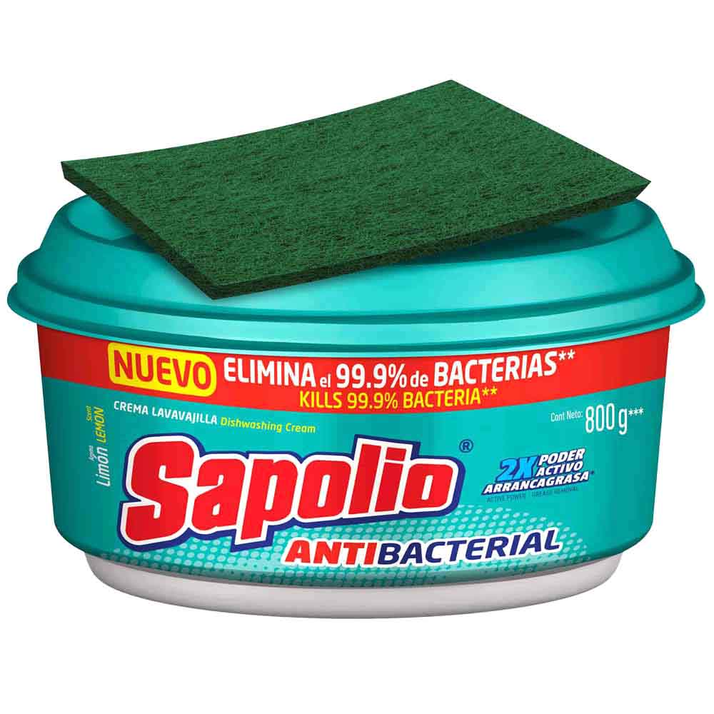Lavavajilla Limon Sapolio Antibacterial Envase 800 gr, DISTRIBUIDO POR DOMENICA DISTRIBUIDORA AREQUIPA PERU